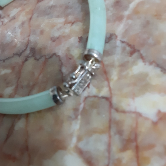 Sterling vintage jade bracelet - Picture 2 of 4
